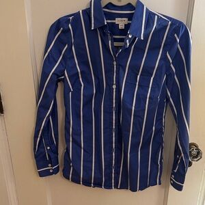 J. Crew Blue Shirt with White Accents